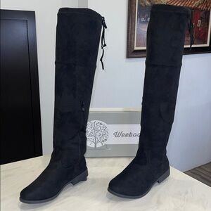 New!! ✨ Women’s Elegant Faux Suede Black Over-the-Knee Boots- Size 9 & 10